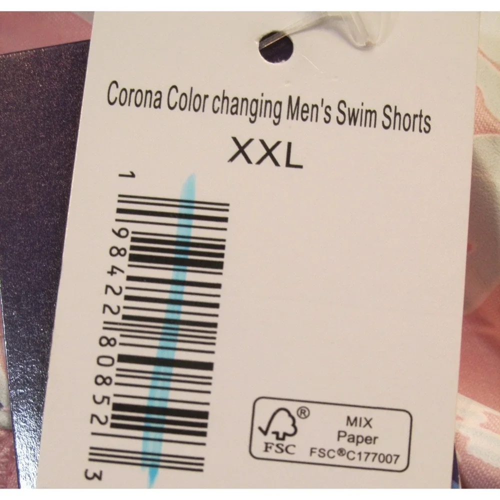 Corona Mens XXL Pink Color Change Tropical Palm Tree Swim Trunks Shorts NWT